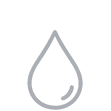 Gray water droplet icon on a white background